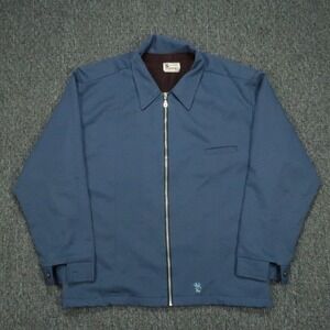 VINTAGE Kikwear Jacket Men Extra Large Blue Full Zip Pockets Mechanic Skater USA
